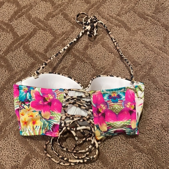 VS tropical Hawaiian Jungle Floral Cheetah/leopard animal print 4RE Blue Pink - Picture 3 of 4